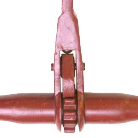 Close-up of Beefy Ratchet Chain Binder With 2600 Pound Load Capacity LDR 14, partially showing central gear and lever mechanism.