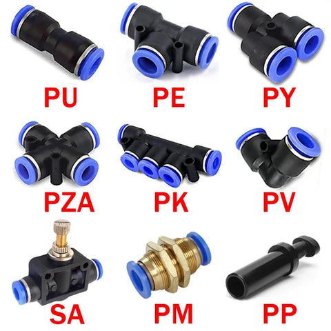 Huge 80Pc Blue Pneumatic Push In Fittings Kit With Quick Release Air Connector Tube for Compressors And Tools Fits 4 6 8 10 12 Mm Easily, assorted fittings