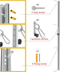Adjustable Resistance Band Wall Anchor With Auto Locking Mechanism, Forty Inch Built Different Mount System, showing screws and hooks.