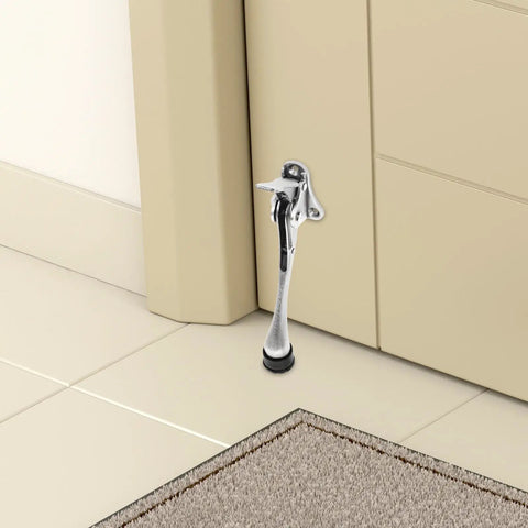 Heavy Duty Zinc Alloy Wall Door Stop With Silver Minimalist Design Kickdown Door Stopper protecting wall and door