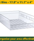 Beater Proof Chrome Storage Rack With 15 Slanted Bins For Snappy Tool Sorting In Compact Garages Workshops And Warehouses Heavyweight Capacity And Slick Design clear poly bin size 17.9" x 11.1" x 4"