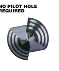 Close-up of double-fluted M2 HSS Quick Change Step Drill Bits Set, showing no pilot hole required feature.