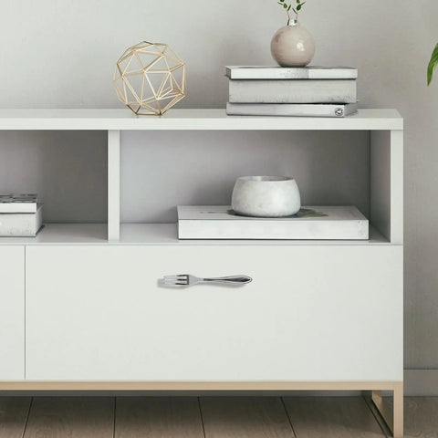 Chrome Plated Cabinet Handles And Drawer Pulls 3 Piece Set For Kitchen Cabinets Wardrobe And Furniture Replacement With Single Hole Modern Hardware Pulls In European Style on white cabinet.