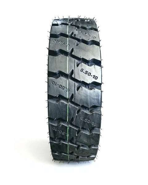 Heavy Duty 6.50-10 Forklift Tire 10 Ply Tube Type With Full Tube And Flap Insert, showcasing tread and thickness.