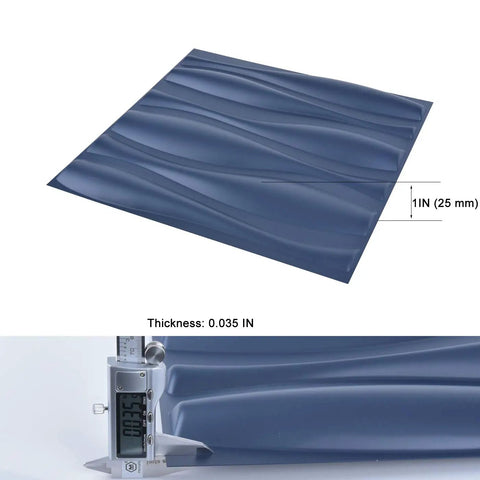 Navy Blue PVC 3D Wall Panel With Large Wave Design 32 Sqft Coverage Waterproof FireResistant Lightweight And ScratchResistant