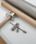 Heavy Duty Stainless Steel Scissor Jack And Slotted Drill Adapter tools shown on a light background for vehicle maintenance.