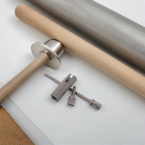 Heavy Duty Stainless Steel Scissor Jack And Slotted Drill Adapter tools shown on a light background for vehicle maintenance.