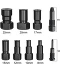 10 Piece Motorcycle Blind Bearing Puller Kit With Inner Bearing Extractor Collets 8mm To 25mm shown in various sizes