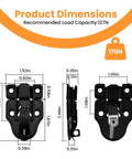 Four Pack Black Toggle Hasp Latches With Hardened Screws Heavy Duty Buckle Locks dimensions and load capacity shown