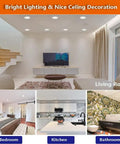 Living room showcasing iumLeap 12 Pack Recessed LED Downlight - 3/4/5/6 Inch Anti-Glare Spotlights with Baffle Trim - 20w-White Light.