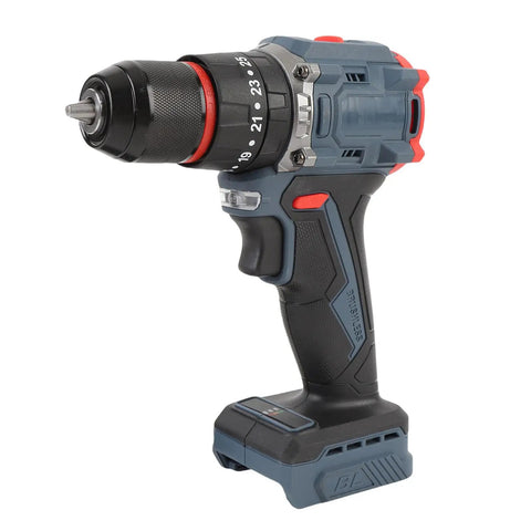 Heavy Duty Brushless Cordless Drill Kit Featuring 1500 RPM Dual Speed Gearbox with ergonomic handle and built-in LED lens.