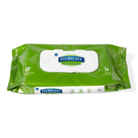 Pack of 48 Aloe Infused Adult Incontinence Cleansing Wipes, Large 8x10 Inches, No Rinse Formula, Hypoallergenic, Alcohol Free