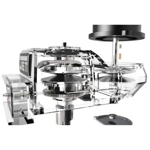 Close-up view of the Pro Grade Heavy Duty Knee Milling Machine With Rock Solid 3 Axis Digital Readout and Smooth X Axis Power Feed.