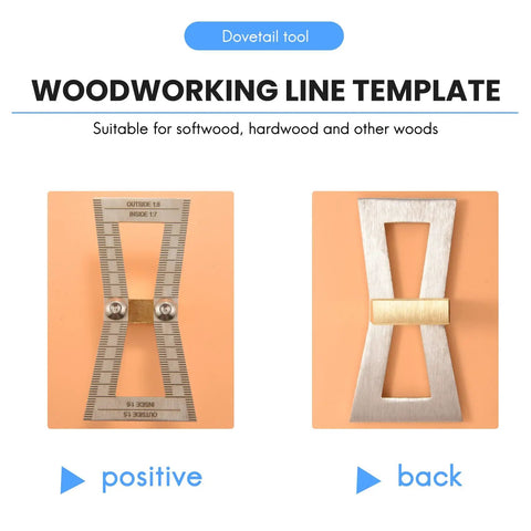 Top Tier Dovetail Marker And Joinery Guide With Dead Accurate Scale Marks, positive view showcasing woodworking line template.