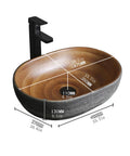 SDVantage Countertop Bathroom Sinks Ceramic Carving/Oval Bathroom Sink 15.7 X 10.6 X 5.1 Inches with faucet measurements.