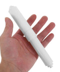 Upgrade Your Bathroom With These 4pcs Plastic Toilet Roll Holder Spindles Featuring a white spring loaded spindle held in hand.