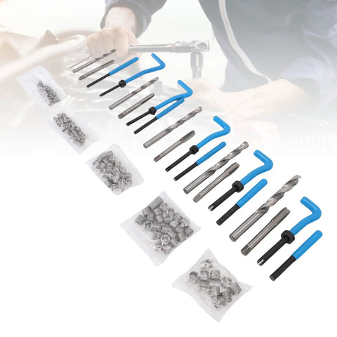 Thread Repair Kit 131Pcs Set With Metric Wire Inserts Taps Drills And Wrench For M5 M6 M8 M10 Screw Hole Repair
