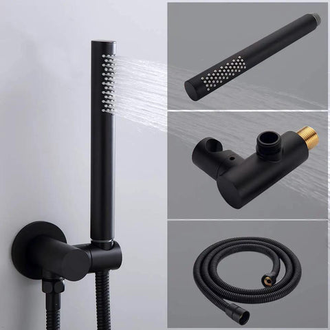 Matte Black Round Rain Shower System With Handheld And Wall Mount Slick Brushed Nickel Finish Easy Install Modern Spa Vibe