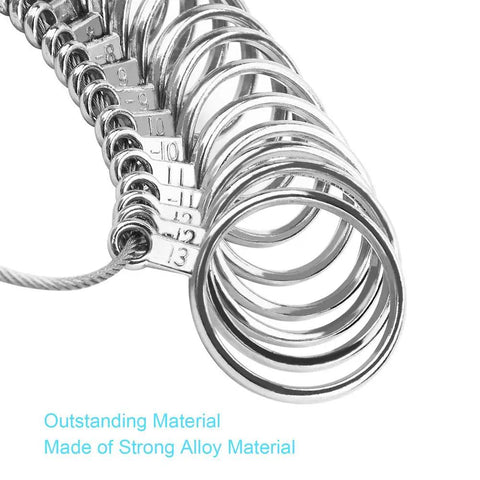 Ring Sizer Kit With 27 Stainless Steel Gauges US Size 0 To 13 Including Half Sizes Two Reusable Finger Belts One With Magnifier And Bonus Polishing Cloth For Men And Women Jewelry At Home, stainless steel gauges