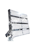 Built Tough Outdoor Flood Light With IP65 Rain Shield Housing And Rich 3000K Warm White Tone Perfect For Garage Security Sports Complex Stadium Lighting Gear with water splash effect.