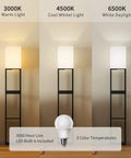 Floor Lamp With Shelves Three Tier Wooden Display Shelves USB Ports And Power Outlet Dimmable LED With 3 Color Temperatures