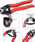 Pro Grade Hydraulic Crimper Tool For 1/8 Inch Stainless Steel Cable Railing Fittings With Custom Dies, shown in details