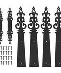Heavy Duty Garage Door Handle Hinges 6 Piece Decorative Hardware Kit Rock Solid Steel Build with screws.