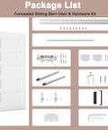 Premium 36X84 Inch 5 Panel Concealed Sliding Barn Door With Hassle Free Smooth Glide Track And Slam Free Soft Close Hardware components and instructions