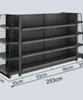 Heavy Duty 4 Tier Metal Shelving With Fully Adjustable Height For Garage And Kitchen Organization Black Steel Storage Racks side view with measurements