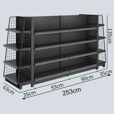 Heavy Duty 4 Tier Metal Shelving With Fully Adjustable Height For Garage And Kitchen Organization Black Steel Storage Racks side view with measurements