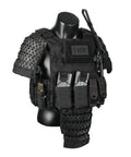 Tactical Shoulder Armor Guards Set for Battle Ready Knights Non Slip 500D Nylon Armor with Stainless Steel Panels on mannequin