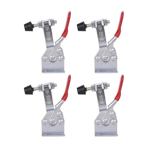 4 Piece Quick Release Toggle Clamp Set GH 201B 100kg Horizontal Locking Lever Fasteners for Woodworking and Metalworking Hand Tools Clips Heavy Duty Construction, four clamps