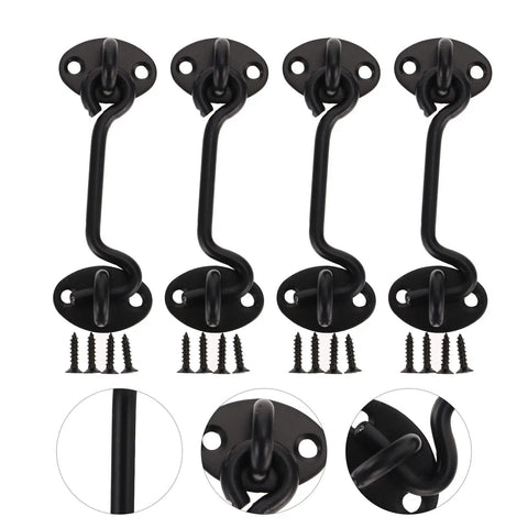Heavy Duty 16 Pack Barn Door Hook And Eye Latch Kit Tough As Nails Stainless Steel Gate Hasp detail with screws.