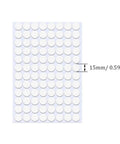 Sheet of Self-Adhesive Screw Hole Stickers 15mm White, 96 Count Per Sheet, Dustproof Caps for Furniture and Shelves