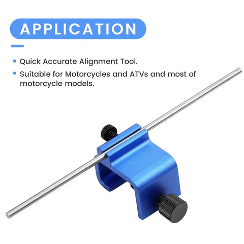 Rugged Chain Alignment Tool For Motorcycles And ATVs, Quick And Precise Sprocket Alignment, Durable Metal, Clamp Mount, Blue Finish