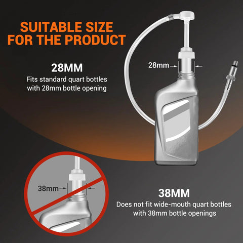 LOZAGU lower unit gear oil pump for standard quart bottles; 10cc stroke; includes 3/8 in swivel and 8mm/10mm adapters