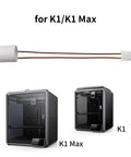 K1/K1 Max replacement hot end ceramic heater, front view, 24V 60W, 2.3 in leads with white connector