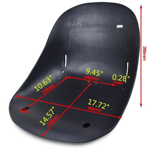 Black seat for BeefedUp 29 Inch Rear Live Axle Kit For Go Karts ATVs Quad Drift Trikes And 4 Wheelers with dimensions in millimeters.