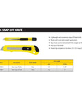 Basic Snap Off Blade Knife, 18 Millimeter Utility Cutter For Light Duty Cutting, showing yellow casing and retractable blade
