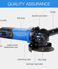 Heavy Duty 1000 Watt Electric Angle Grinder Built Like A Tank For Heavy Metal Cutting And Daily Grinding 220 Volt Shop Ready Power Tool With Rotating Side Handle showing toggle switch and aluminum head shell.