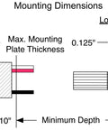 Mounting dimensions diagram for Slick 12 Volt Dc Dimmer Switch with standard and long shaft specifications.
