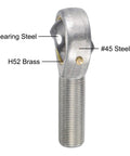 Spherical Rod End Bearing 20mm Bore M20x1.5 Right Hand Male Thread Connector, Self Lubricated Joint, 14 Degree Misalignment, Built Tough With 45 Steel Body And Hardened Ball, Great For Hydraulic Cylinders And Heavy Machinery