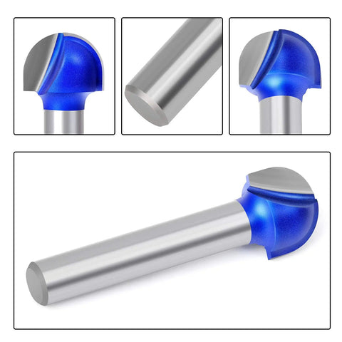 4 Pack Core Box Router Bits Set 1/4 Inch Shank Round Nose And Groove Cutter With 1/4 5/16 3/8 1/2 Inch Diameters, close-up view