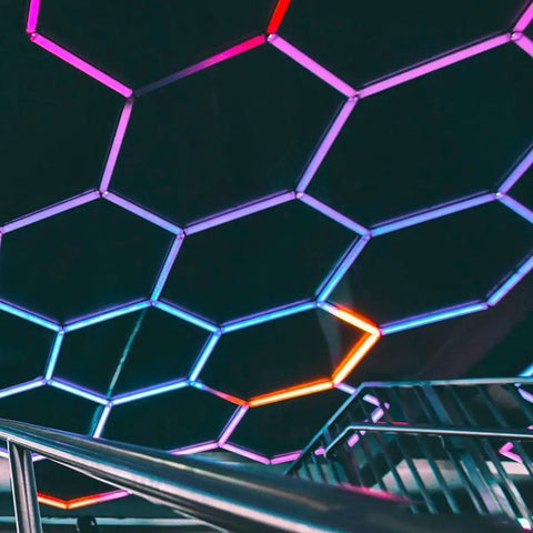 Hexagon LED Garage Light With Remote Control RGB Color Changing Panel Ceiling Light Waterproof High Brightness installed