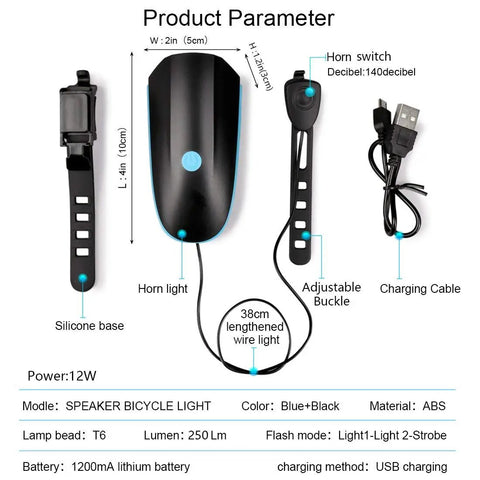 All In One Bike Light With Horn And Bell For Night Rides On Bikes Electric Scooters And Kids 140 Decibel Siren Three Lighting Modes Two In One Safety Pack