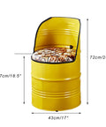 Heavy Duty Steel Barrel Storage Bench With Killer Backrest And Plush Cushion, Straight Up Solid hidden compartment shoe caddy, yellow, 17x17x28 inches.