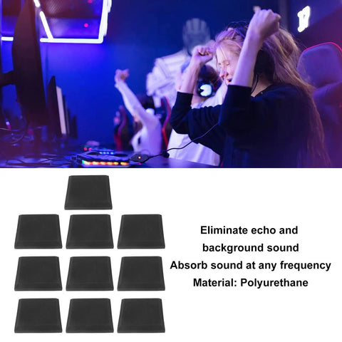 Score Your 10 Piece Soft Gray Soundproof Foam Panels For Premium Acoustic Treatment And Flame Retardant Safety. Soft gray foam panels shown for sound absorption.