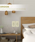 Bedroom with USB C Outlet With 24W Power Delivery And USB A Port 125V Tamper Resistant Receptacle on wall near bed