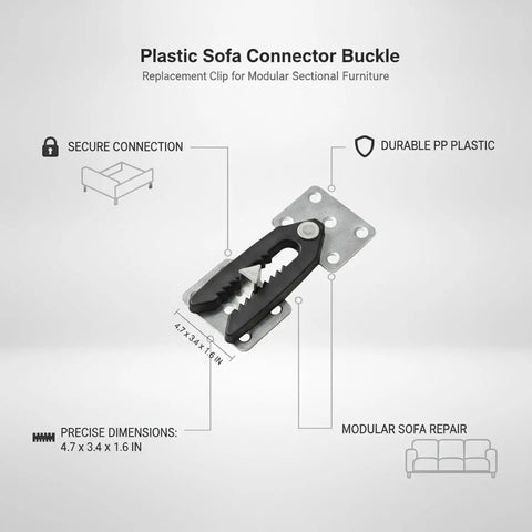 DIY Sofa Connector Clip For Modular Sectionals Plastic Furniture Buckle Replacement 4.7 x 3.4 x 1.6 Inches, black