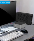 Top Shelf External Gpu Docking Station For Laptops With Pcie Four Point Zero Link And A Beefed Up Metal Case in home office setup.
